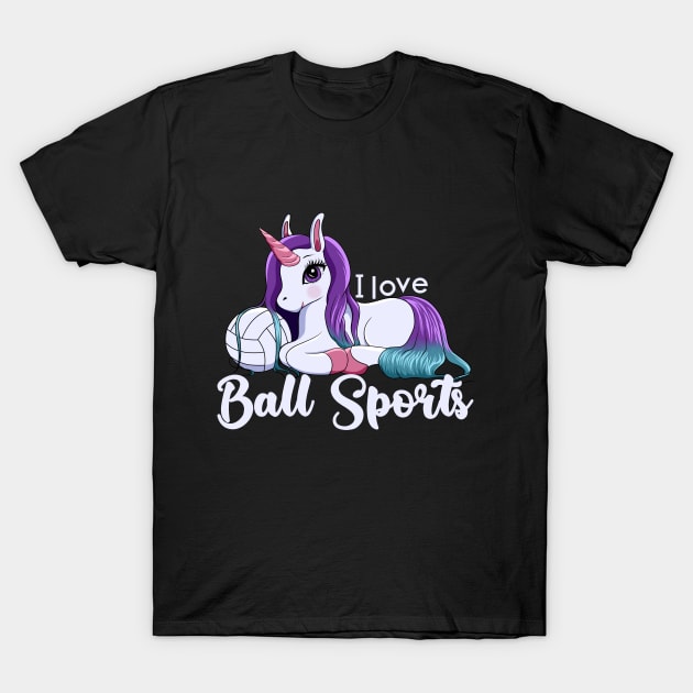 Unicorn with horn and ball T-Shirt by Markus Schnabel